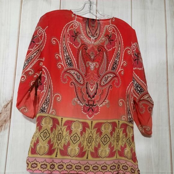 Tribal Blouse Ladies Small Semi Sheer‎ - Picture 2 of 7